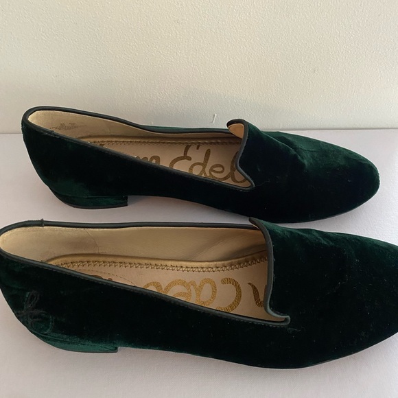 Sam Edelman Dark Green Velvet Loafer Shoes Size 9M - Picture 3 of 8